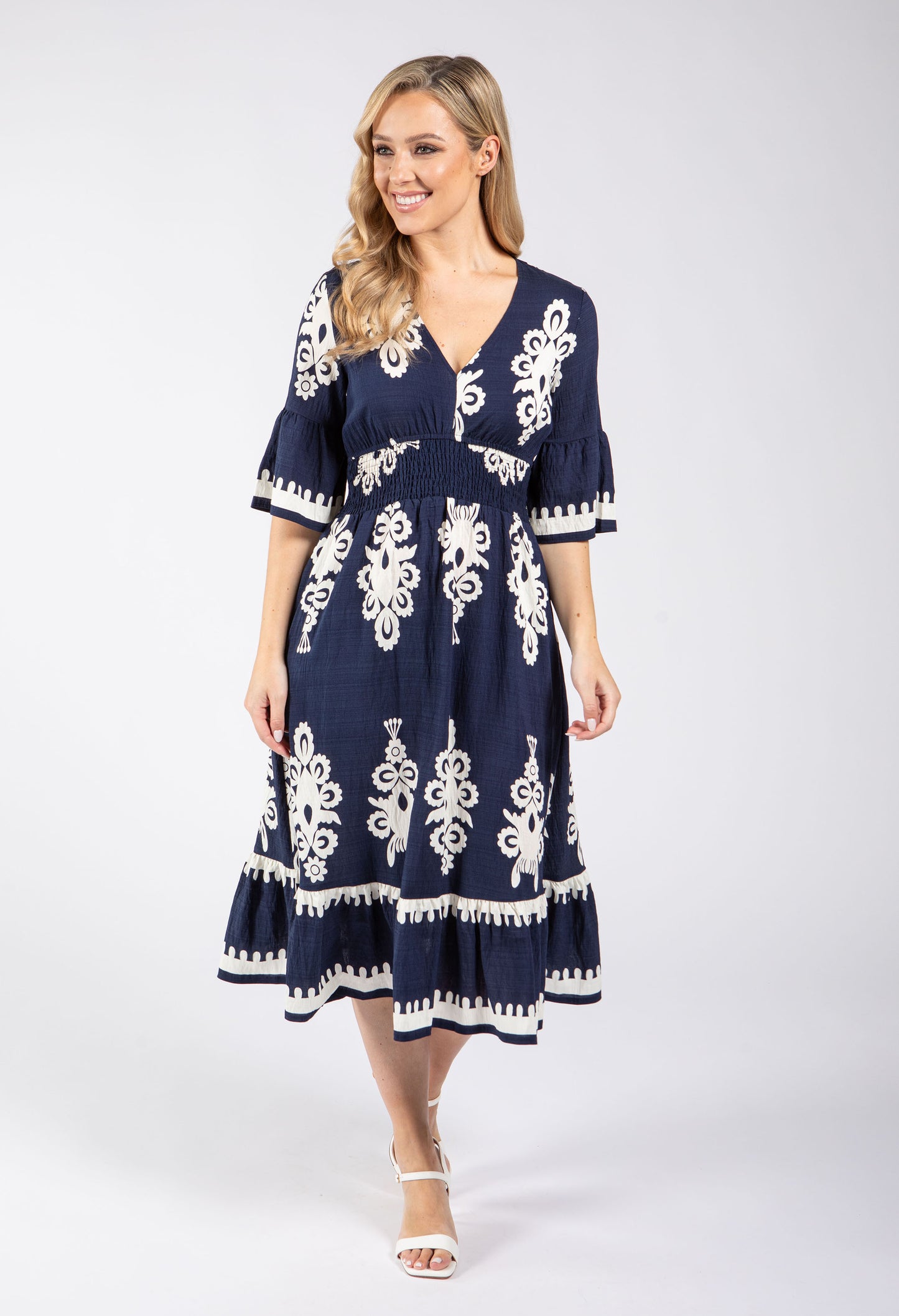 Linen Look Midi Dress