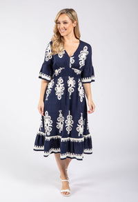 Linen Look Midi Dress