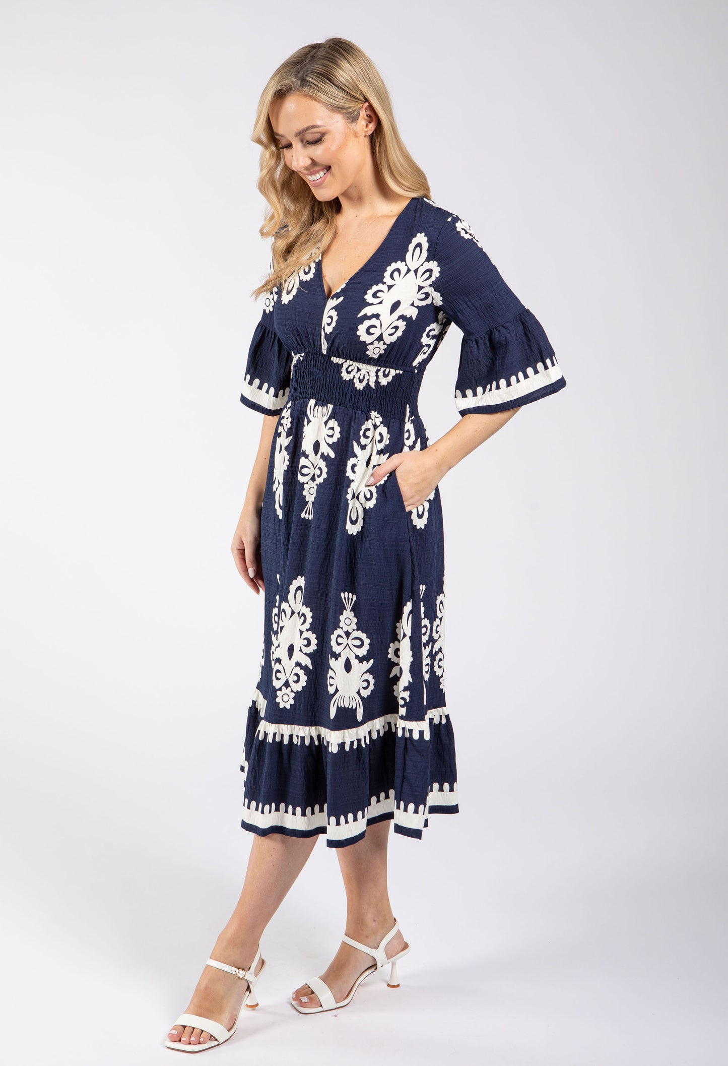 Linen Look Midi Dress