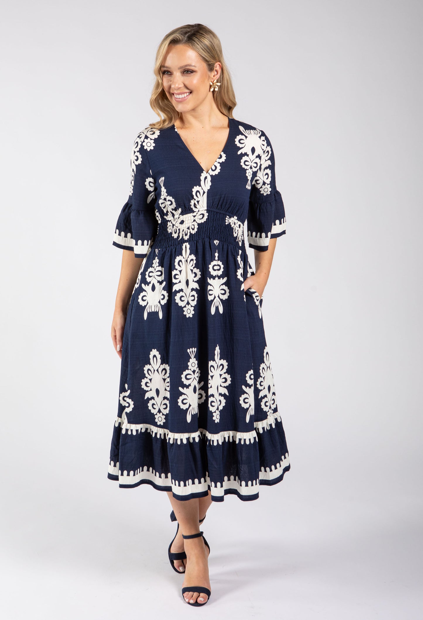 Linen Look Midi Dress