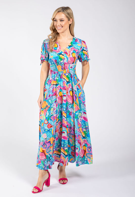 Abstract Print Midi Dress