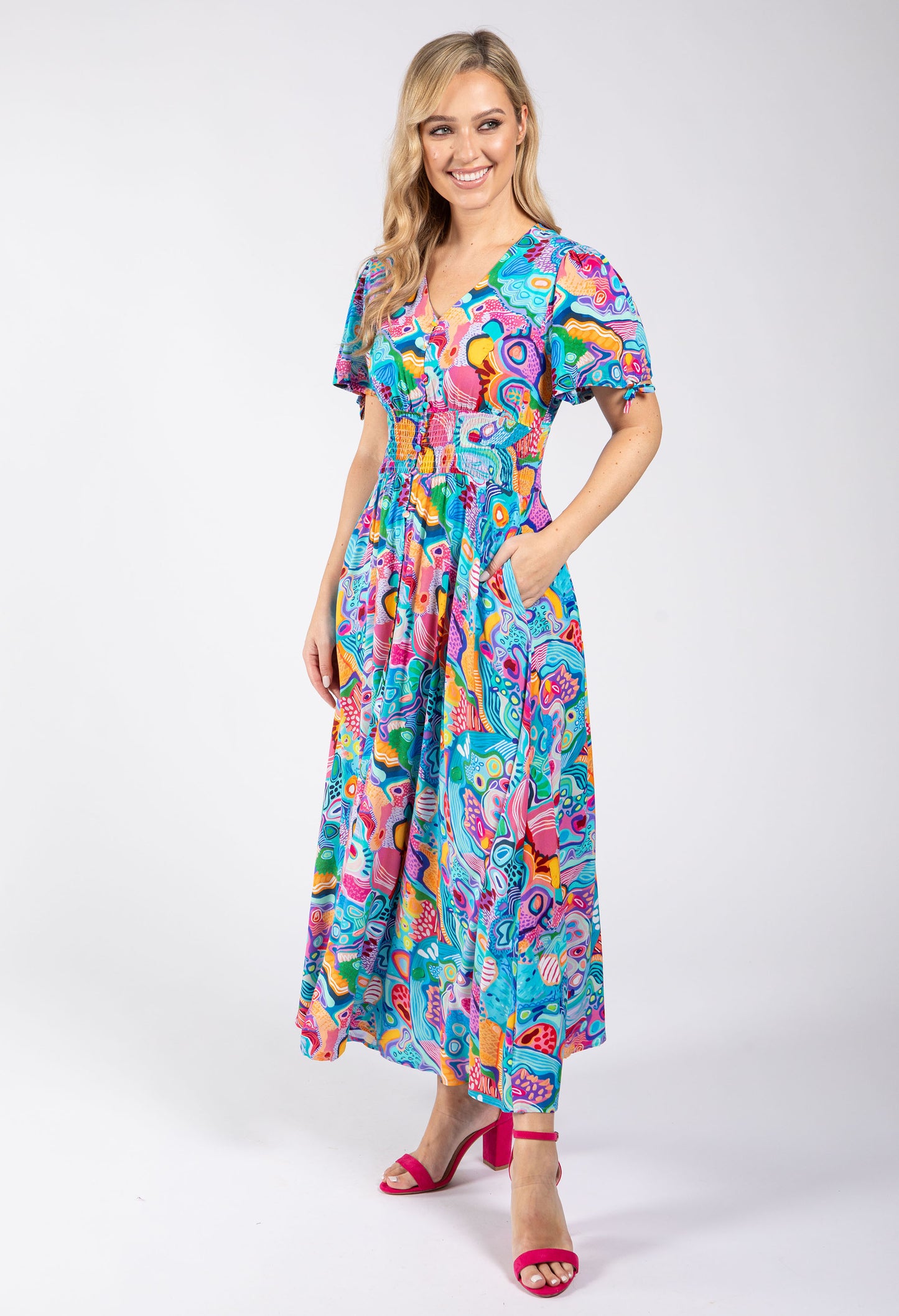 Abstract Print Midi Dress
