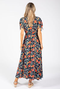Floral Print Buttoned Midi Dress
