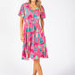 Angel Sleeve Leaf Print Dress