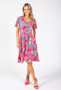 Angel Sleeve Leaf Print Dress