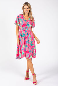 Angel Sleeve Leaf Print Dress
