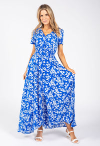 Floral Print Buttoned Midi Dress