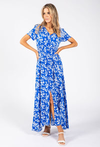 Floral Print Buttoned Midi Dress