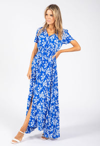 Floral Print Buttoned Midi Dress