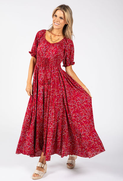 Ditsy Print Boho Midi Dress