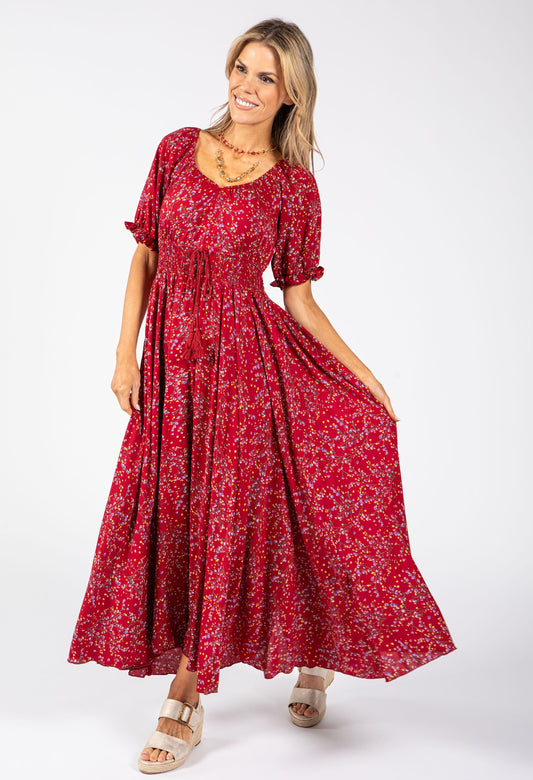 Ditsy Print Boho Midi Dress