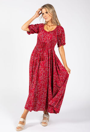 Ditsy Print Boho Midi Dress