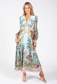 Tropical Print Midi Dress