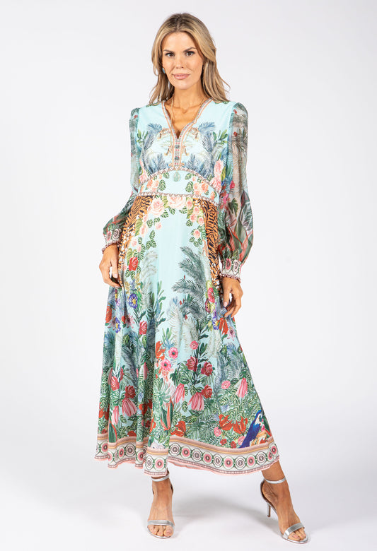 Tropical Print Midi Dress