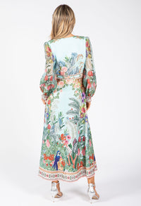 Tropical Print Midi Dress