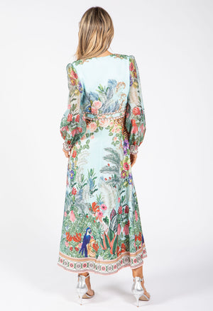 Tropical Print Midi Dress