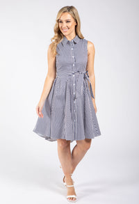 Sleeveless Striped Shirt Dress