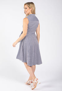 Sleeveless Striped Shirt Dress