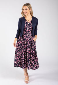 Floral Print V-Neck Midi Dress