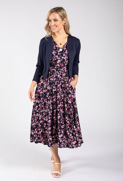 Floral Print V-Neck Midi Dress