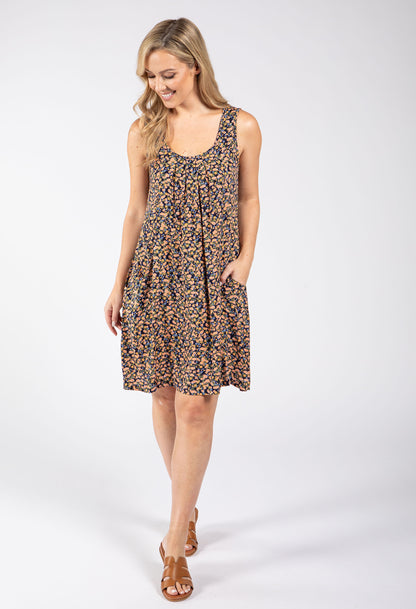 Ditsy Print Sleeveless Dress