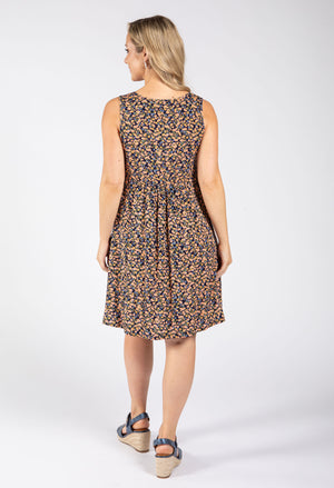 Ditsy Print Sleeveless Dress