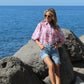 Abstract Print Balloon Sleeve Blouse