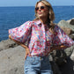 Abstract Print Balloon Sleeve Blouse