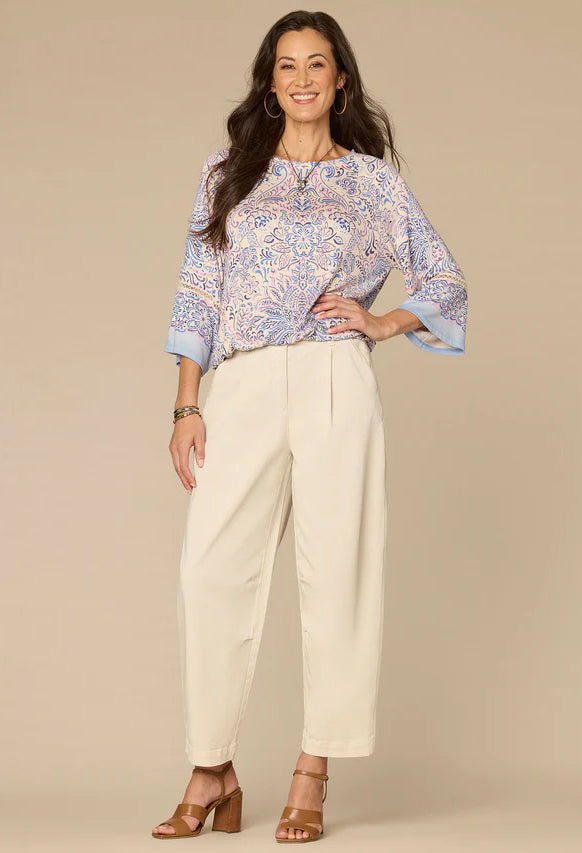 Kimono Sleeve Printed Knit Top