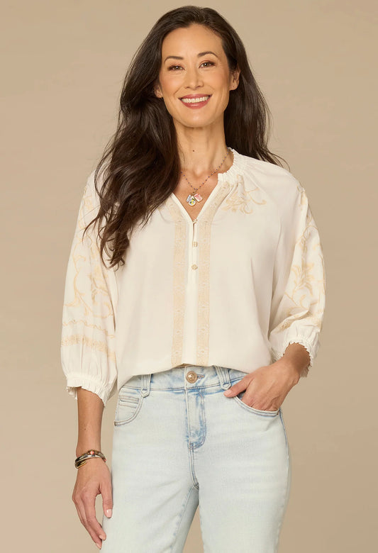 Blouson Sleeve Woven Top