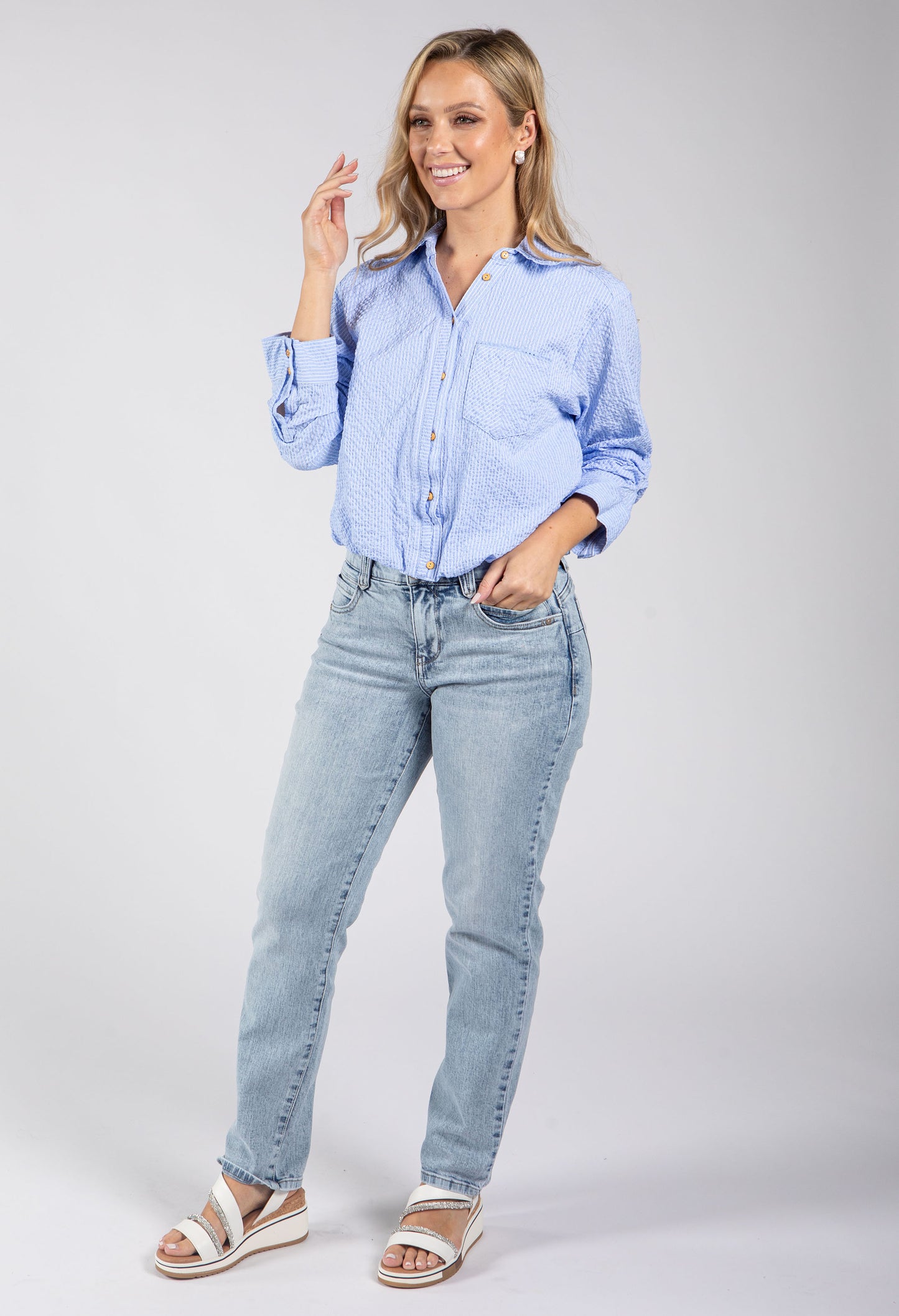 Button Down Striped Woven Shirt