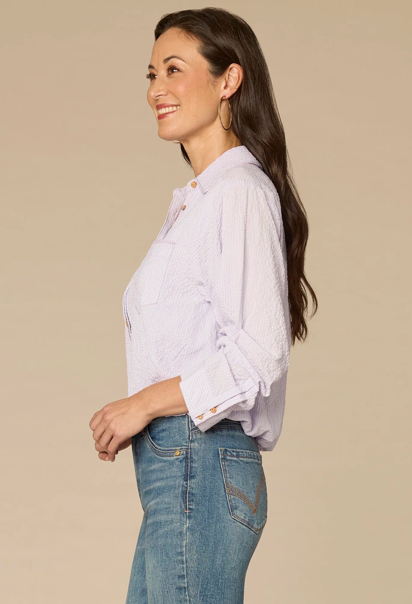 Button Down Striped Woven Shirt