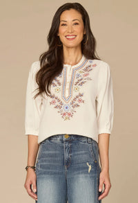 Pleated Blouson Sleeve Woven Top