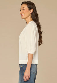 Pleated Blouson Sleeve Woven Top