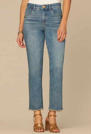 “Ab”solution® High Rise Fray Hem Slim Straight Jean