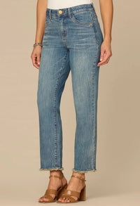 “Ab”solution® High Rise Fray Hem Slim Straight Jean