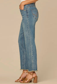 “Ab”solution® High Rise Fray Hem Slim Straight Jean