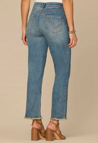 “Ab”solution® High Rise Fray Hem Slim Straight Jean