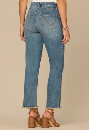 “Ab”solution® High Rise Fray Hem Slim Straight Jean