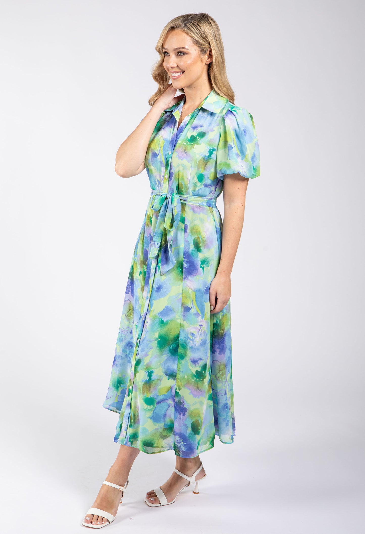 Balloon Sleeve Shirt Dress