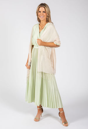 Plisse Pleated Wrap Midi Dress