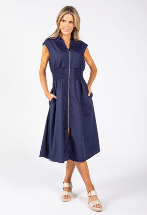 Zip-Up Midi Dress