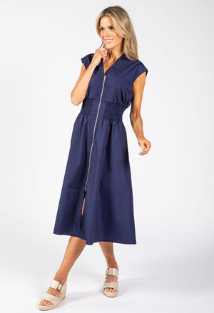 Zip-Up Midi Dress