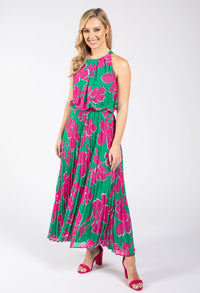 Plisse Pleated Halter Dress