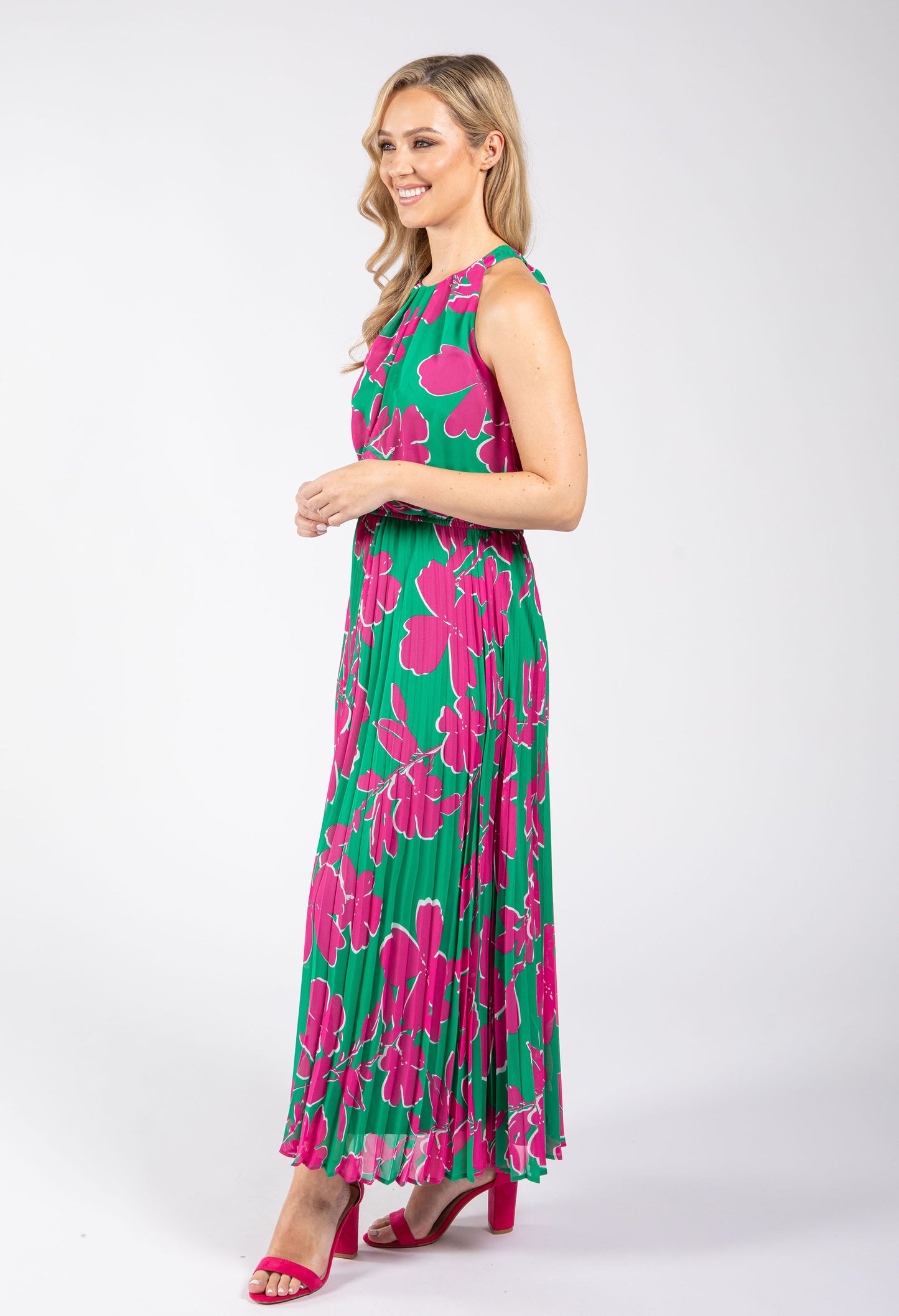 Plisse Pleated Halter Dress