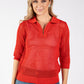 Crochet Knit Polo Top