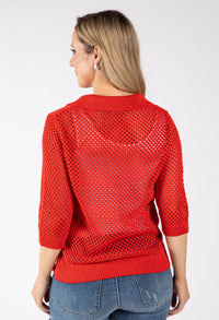 Crochet Knit Polo Top