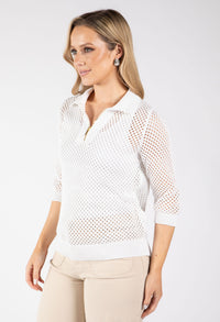 Crochet Knit Polo Top