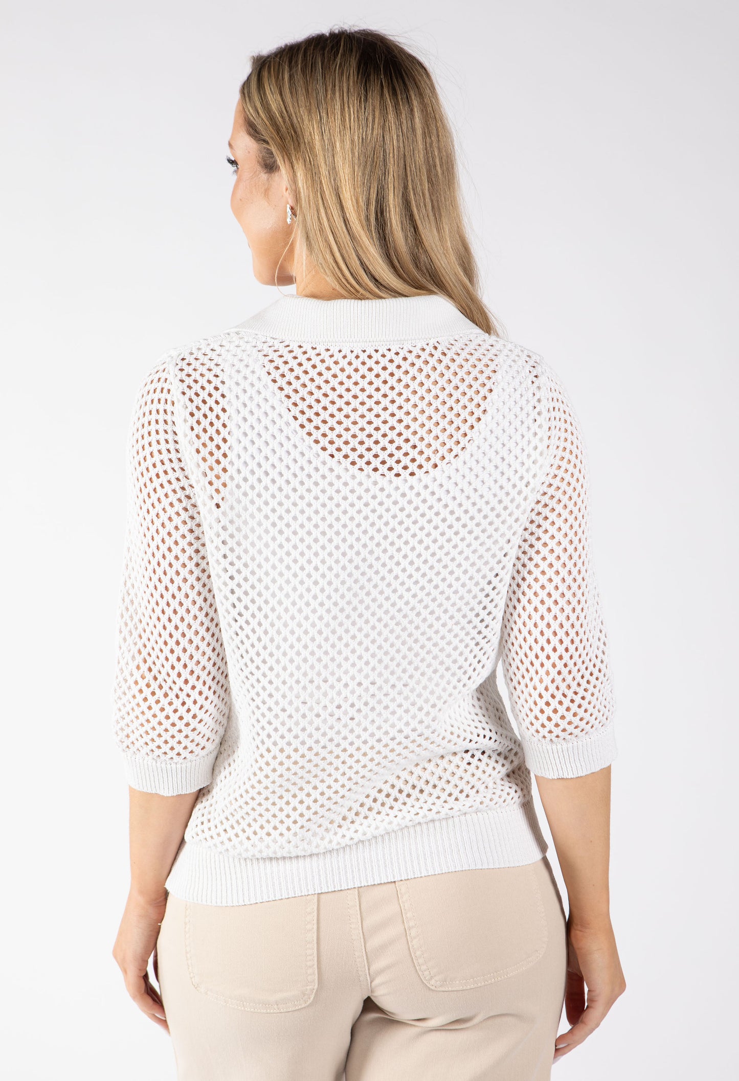 Crochet Knit Polo Top