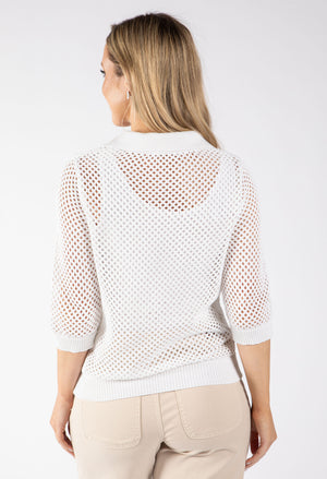 Crochet Knit Polo Top